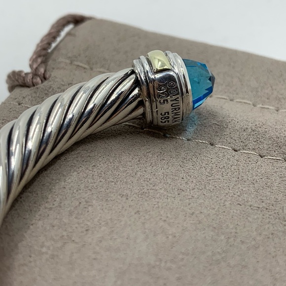 David Yurman 14k Gold 7mm Blue Topaz Bracelet - Picture 8 of 8